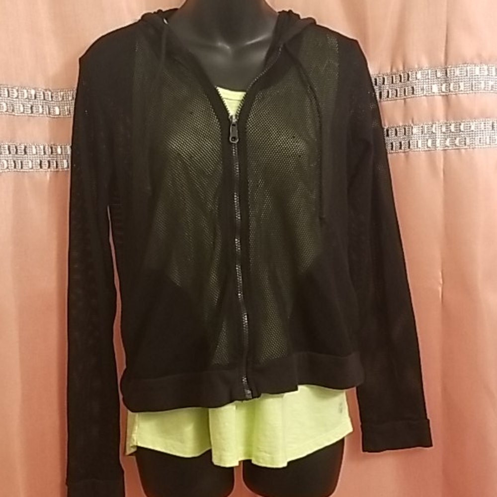 Mesh Hooded Zipup Sweatshirt